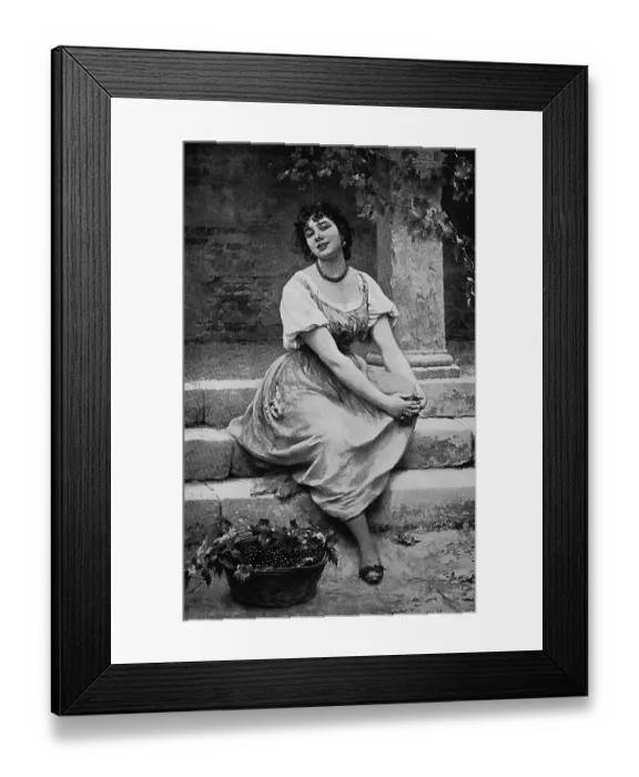 Framed Print : Sweet grapes, grape seller in Naples, Italy, sitting on a staircase with a basket of grapes, 1898, Historic, digital reproduction of an original 19th century print, original date unknown Framed Print : Sweet grapes, grape seller in Naples, Italy, sitting on a staircase with a basket of grapes, 1898, Historic, digital reproduction of an original 19th century print, original date unknown