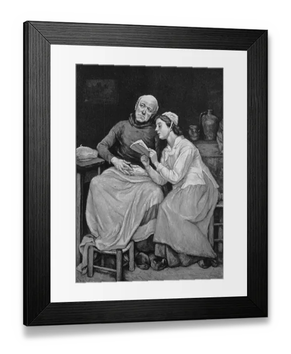 Framed Print : Young woman reading a book to her grandfather, France, 1898, Historic, digital reproduction of an original 19th-century original, original date unknown Framed Print : Young woman reading a book to her grandfather, France, 1898, Historic, digital reproduction of an original 19th-century original, original date unknown