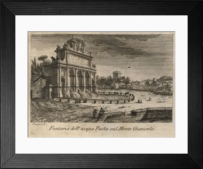 Framed Print : Fontana dell aqua Paota sul Monte Gianicolo, 1767, Rome, Italy, digital reproduction of an 18th century original, original date unknown Framed Print : Fontana dell aqua Paota sul Monte Gianicolo, 1767, Rome, Italy, digital reproduction of an 18th century original, original date unknown
