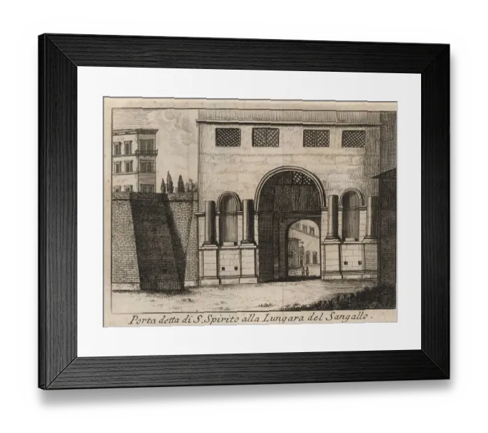 Framed Print : Porta detta di S. Spirito alla Lungara del Sangallo, The Porta Santo Spirito, also Porta di Santo Spirito, is one of the city gates in Rome built under Pope Leo IV in the course of the construction of the Leonine Wall, 1767, Rome, Italy, digital Framed Print : Porta detta di S. Spirito alla Lungara del Sangallo, The Porta Santo Spirito, also Porta di Santo Spirito, is one of the city gates in Rome built under Pope Leo IV in the course of the construction of the Leonine Wall, 1767, Rome, Italy, digital