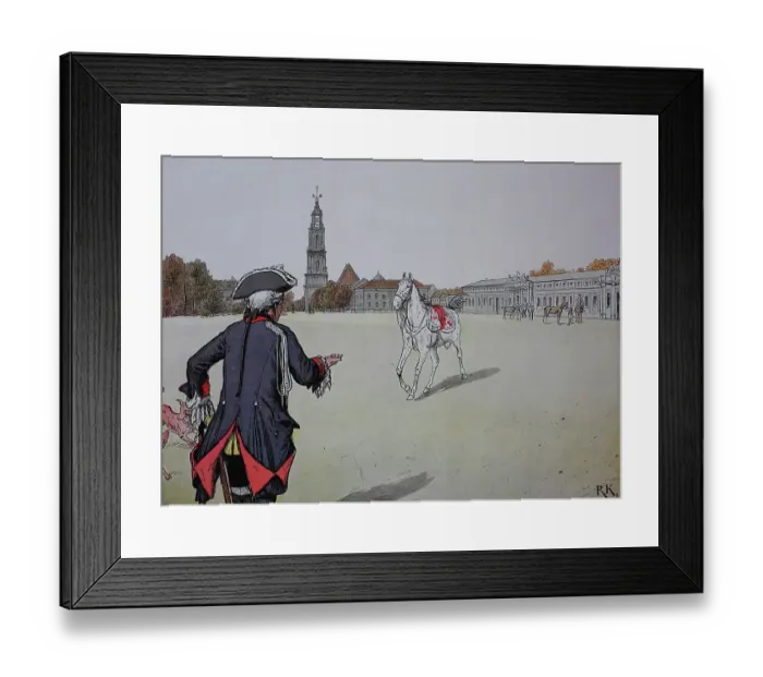 Framed Print : Frederick the Great, Frederick II 1712-1786 and his horse Conde, Potsdam, Germany, Historic, digital reproduction of an original 19th-century painting Framed Print : Frederick the Great, Frederick II 1712-1786 and his horse Conde, Potsdam, Germany, Historic, digital reproduction of an original 19th-century painting