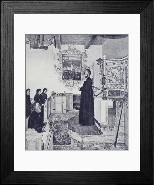 Framed Print : Church service on the island of Hallig Oland, Frisian Island, Germany, Historical, digital reproduction of an original from the 19th century Framed Print : Church service on the island of Hallig Oland, Frisian Island, Germany, Historical, digital reproduction of an original from the 19th century