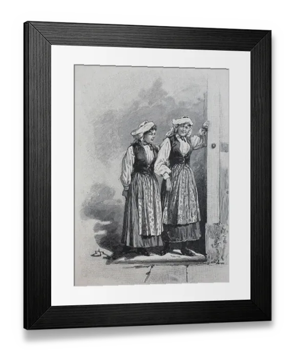 Framed Print : Women in traditional Albanian dress, 1880, Albania, Historic, digital reproduction of an original 19th-century print Framed Print : Women in traditional Albanian dress, 1880, Albania, Historic, digital reproduction of an original 19th-century print