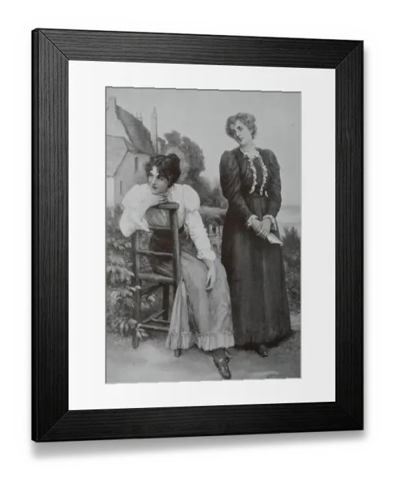 Framed Print : In the Garden Two Women Wait for Their Lovers, 1889, Austria, Historic, digital reproduction of an original 19th-century original Framed Print : In the Garden Two Women Wait for Their Lovers, 1889, Austria, Historic, digital reproduction of an original 19th-century original
