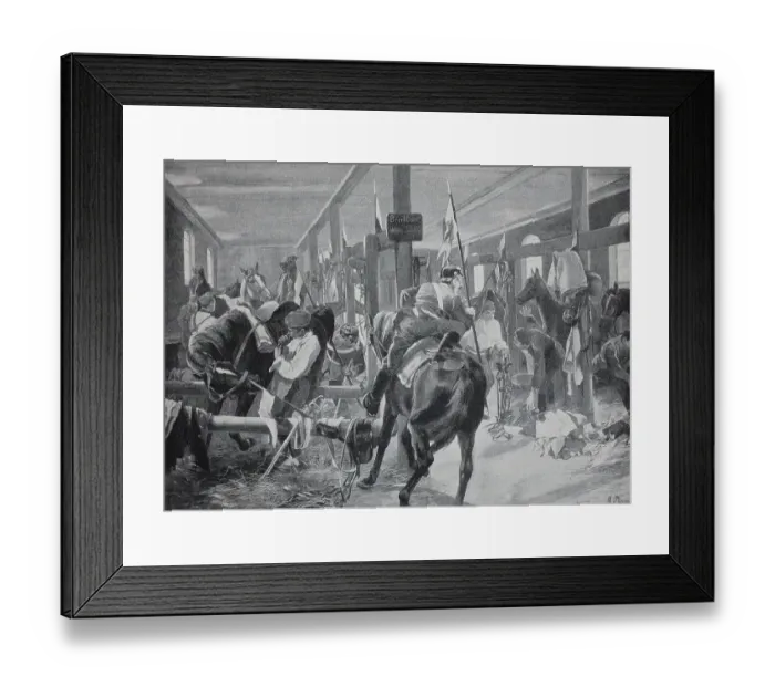 Framed Print : Military Alarm Exercise, in the Cavalry Stables, Prussia, 1880, Germany Framed Print : Military Alarm Exercise, in the Cavalry Stables, Prussia, 1880, Germany