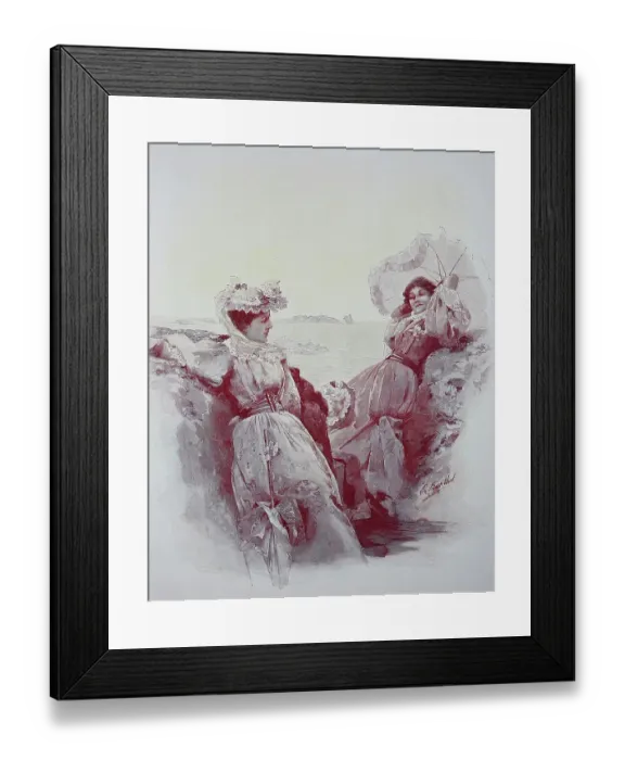 Framed Print : Two Women Holidaying by the Sea in Summer, 1881, Italy, Historical, Digital Reproduction of an Original 19th century Artwork Framed Print : Two Women Holidaying by the Sea in Summer, 1881, Italy, Historical, Digital Reproduction of an Original 19th century Artwork