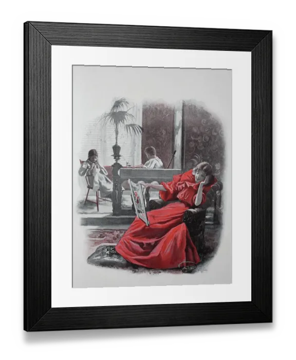Framed Print : Woman, Embroidery for Christmas, 1881, Germany, Historic, digital reproduction of an original 19th century design Framed Print : Woman, Embroidery for Christmas, 1881, Germany, Historic, digital reproduction of an original 19th century design