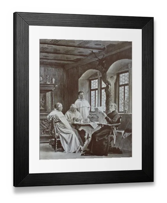 Framed Print : Reading the Newspaper by the Monks in the Monastery, 1888, Austria, Historical, digital reproduction of an original from the 19th century Framed Print : Reading the Newspaper by the Monks in the Monastery, 1888, Austria, Historical, digital reproduction of an original from the 19th century