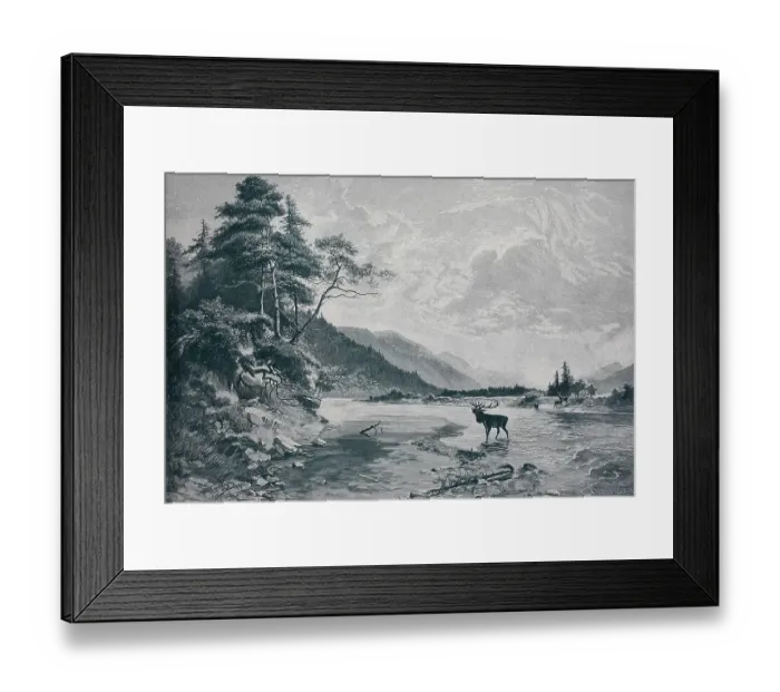 Framed Print : The River Isar near Wallgau, Bavaria, Germany, Historic, digital reproduction of an original 19th-century painting Framed Print : The River Isar near Wallgau, Bavaria, Germany, Historic, digital reproduction of an original 19th-century painting