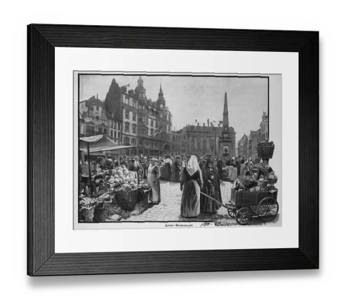 Framed Print : Weekly market in Bonn, Germany, c. 1898, Historic, digital reproduction of an original 19th-century image, original date unknown Framed Print : Weekly market in Bonn, Germany, c. 1898, Historic, digital reproduction of an original 19th-century image, original date unknown