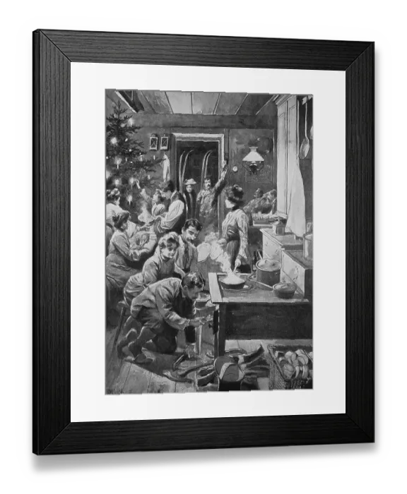 Framed Print : Christmas party in an alpine refuge in the mountains, Bavaria, Germany, Historical, digital reproduction of an original from the 19th century, original date not known Framed Print : Christmas party in an alpine refuge in the mountains, Bavaria, Germany, Historical, digital reproduction of an original from the 19th century, original date not known