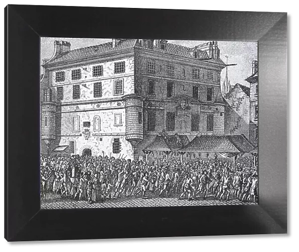 Liberation of the soldiers from the military prison in the Abbey, Paris, France, 30 June 1789, Outbreak of the French Revolution, Historical, digital reproduction of an original 19th century original