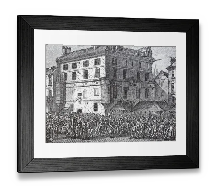 Framed Print : Liberation of the soldiers from the military prison in the Abbey, Paris, France, 30 June 1789, Outbreak of the French Revolution, Historical, digital reproduction of an original 19th century original Framed Print : Liberation of the soldiers from the military prison in the Abbey, Paris, France, 30 June 1789, Outbreak of the French Revolution, Historical, digital reproduction of an original 19th century original