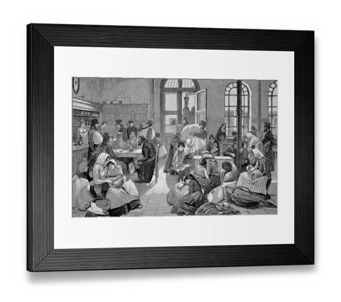 Framed Print : Polish emigrants at Lehrte railway station, 1888, Berlin, Germany, Historic, digital reproduction of an original 19th century picture Framed Print : Polish emigrants at Lehrte railway station, 1888, Berlin, Germany, Historic, digital reproduction of an original 19th century picture