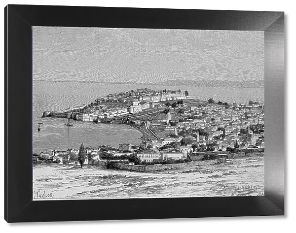 View of Mytilene, Island of Lesbos, 1887, Greece, Historic, digital reproduction of an original 19th-century artwork