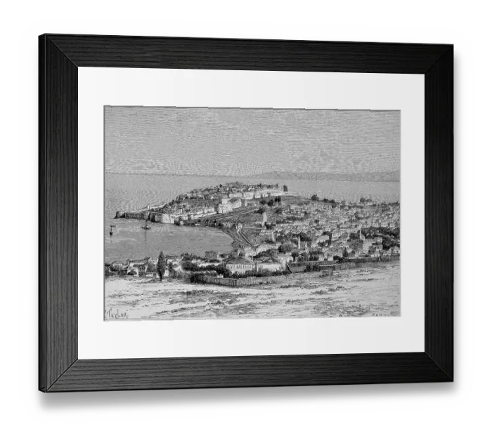 Framed Print : View of Mytilene, Island of Lesbos, 1887, Greece, Historic, digital reproduction of an original 19th-century artwork Framed Print : View of Mytilene, Island of Lesbos, 1887, Greece, Historic, digital reproduction of an original 19th-century artwork