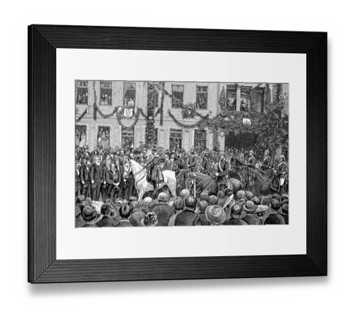 Framed Print : Manoeuvre, Kaiser Wilhelm II Comes to the Town of Muehlhausen, Germany, Historical, digital reproduction of an original 19th-century master copy Framed Print : Manoeuvre, Kaiser Wilhelm II Comes to the Town of Muehlhausen, Germany, Historical, digital reproduction of an original 19th-century master copy