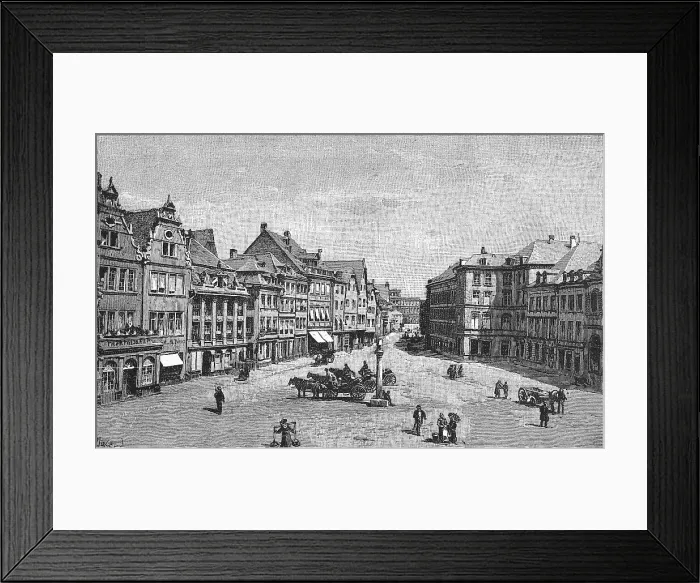 Framed Print : Market Square and Porta Nigra in Trier, Germany, 19th century, Historic, digitally improved reproduction of an original from the 19th century, digital reproduction of an original from the 19th century Framed Print : Market Square and Porta Nigra in Trier, Germany, 19th century, Historic, digitally improved reproduction of an original from the 19th century, digital reproduction of an original from the 19th century