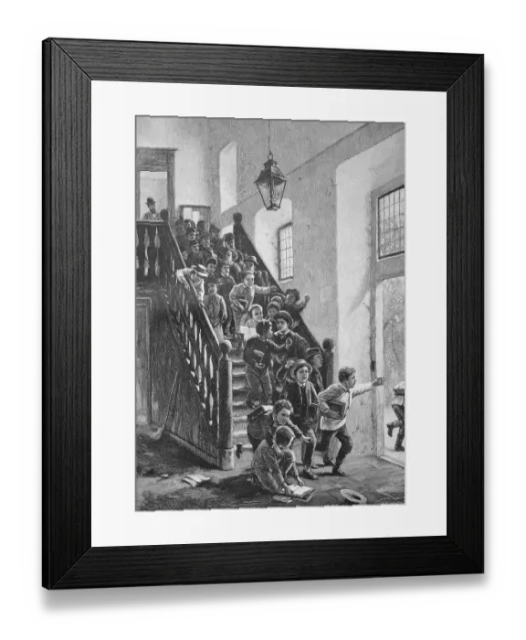 Framed Print : On the last day of school, the pupils leave for their holidays, 1889, Germany, Historic, digital reproduction of an original 19th century Framed Print : On the last day of school, the pupils leave for their holidays, 1889, Germany, Historic, digital reproduction of an original 19th century