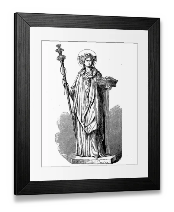 Framed Print : Ceres, the Roman goddess of agriculture and fertility and considered a lawgiver, after a mural in Pompeii, Italy, illustration from 1890, Historical, digital reproduction of an original 19th century artwork Framed Print : Ceres, the Roman goddess of agriculture and fertility and considered a lawgiver, after a mural in Pompeii, Italy, illustration from 1890, Historical, digital reproduction of an original 19th century artwork