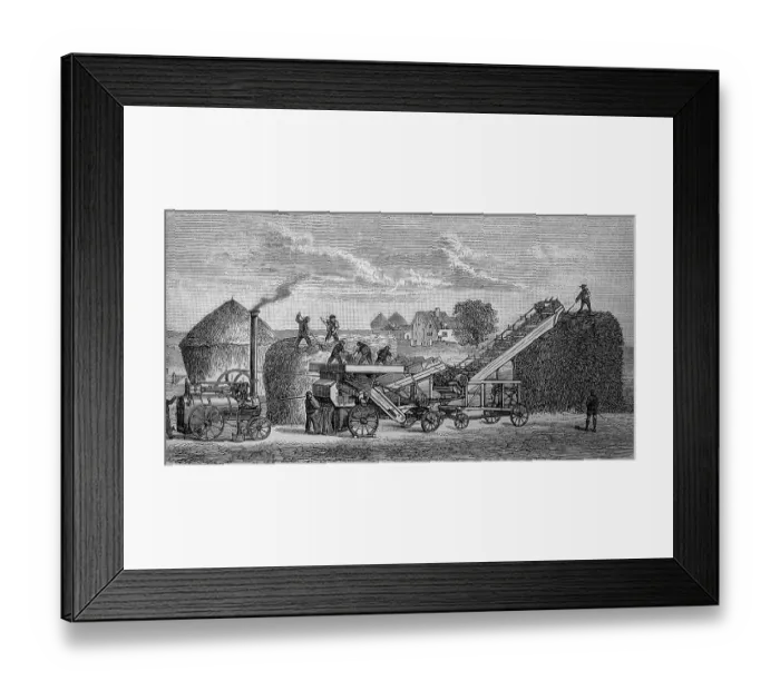 Framed Print : Steam threshing machine, Germany, in the year 1880, Historical, digital reproduction of an original from the 19th century Framed Print : Steam threshing machine, Germany, in the year 1880, Historical, digital reproduction of an original from the 19th century