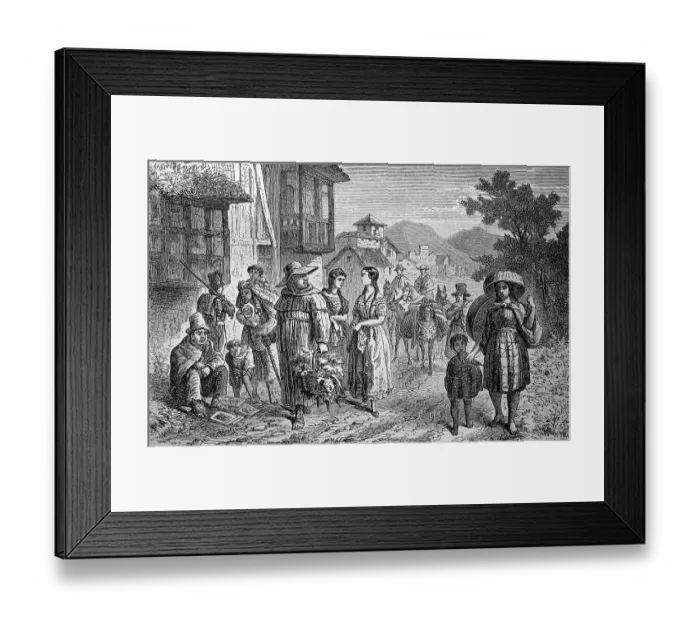 Framed Print : Folk Types on a Street in Quito, Ecuador, in 1880, Historic, digital reproduction of an original 19th century original Framed Print : Folk Types on a Street in Quito, Ecuador, in 1880, Historic, digital reproduction of an original 19th century original