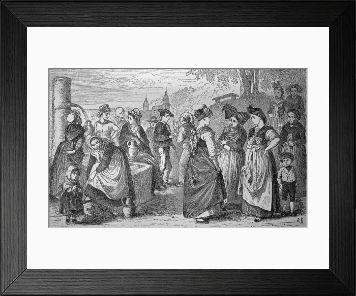 Framed Print : Traditional costumes from Alsace and Lorraine, France, in 1880, Historic, digital reproduction of an original 19th century template Framed Print : Traditional costumes from Alsace and Lorraine, France, in 1880, Historic, digital reproduction of an original 19th century template