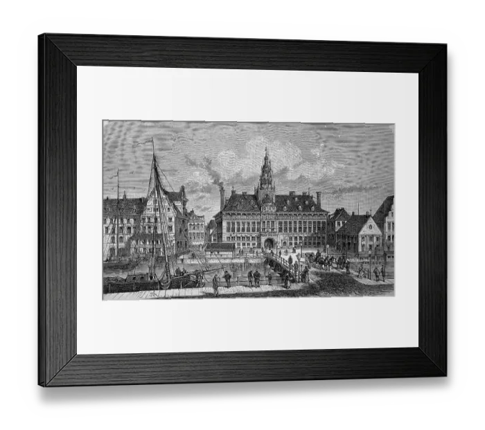 Framed Print : The town hall in Emden, Lower Saxony, East Frisia, Germany, in 1880, Historic, digital reproduction of an original 19th-century image Framed Print : The town hall in Emden, Lower Saxony, East Frisia, Germany, in 1880, Historic, digital reproduction of an original 19th-century image