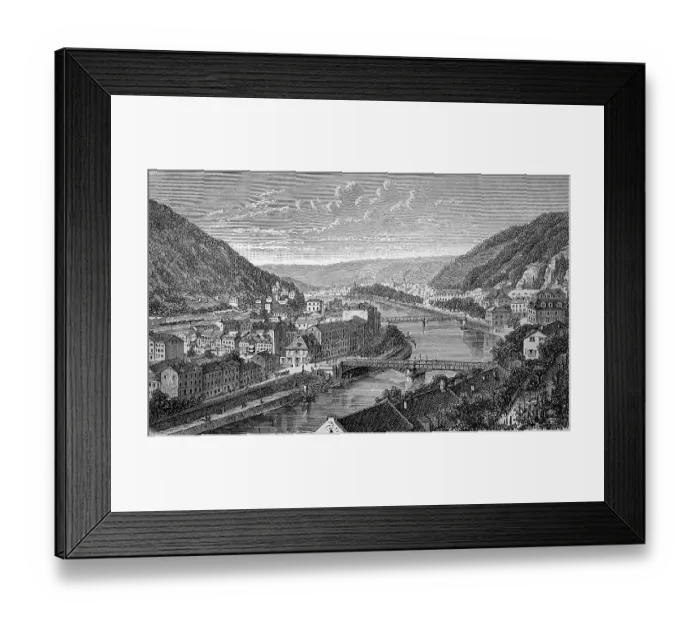 Framed Print : Bad Ems an der Lahn, Rhineland-Palatinate, Germany, in 1880, Historic, digital reproduction of an original 19th-century original Framed Print : Bad Ems an der Lahn, Rhineland-Palatinate, Germany, in 1880, Historic, digital reproduction of an original 19th-century original