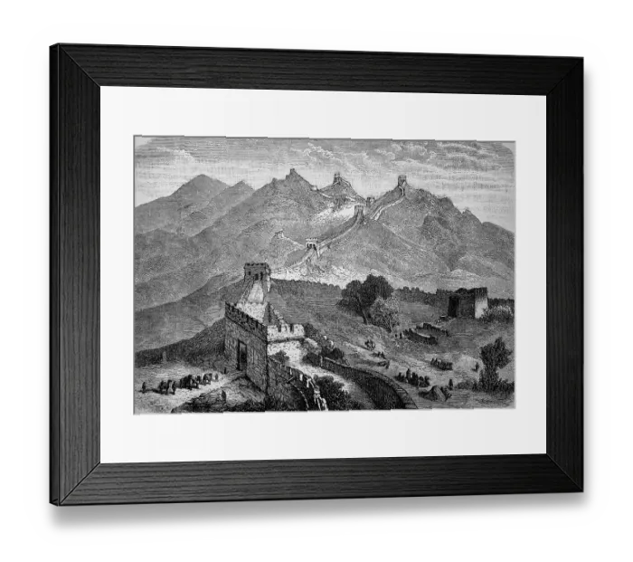 Framed Print : The Great Wall of China, China, in the year 1870, Historical, digital reproduction of an original 19th century original Framed Print : The Great Wall of China, China, in the year 1870, Historical, digital reproduction of an original 19th century original