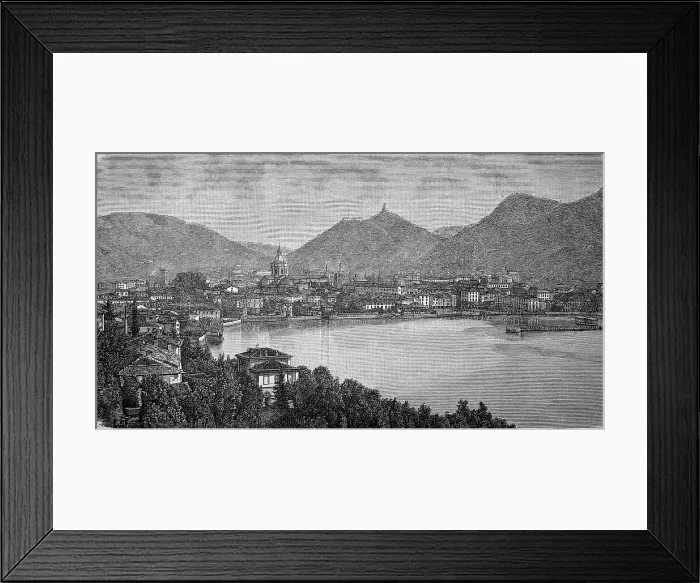 Framed Print : Como and Lake Como, Lombardy, Italy, in 1880, Historic, Digital Reproduction of an Original 19th century Artwork Framed Print : Como and Lake Como, Lombardy, Italy, in 1880, Historic, Digital Reproduction of an Original 19th century Artwork