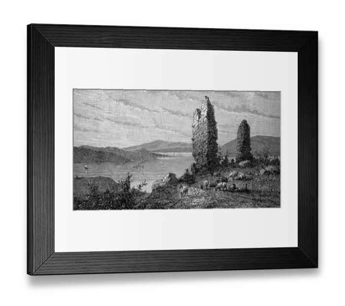 Framed Print : Lake Champlain, Lake Champlain, the ninth largest inland body of water in the United States, USA, in 1880, Historical, digital reproduction of an original 19th century artwork