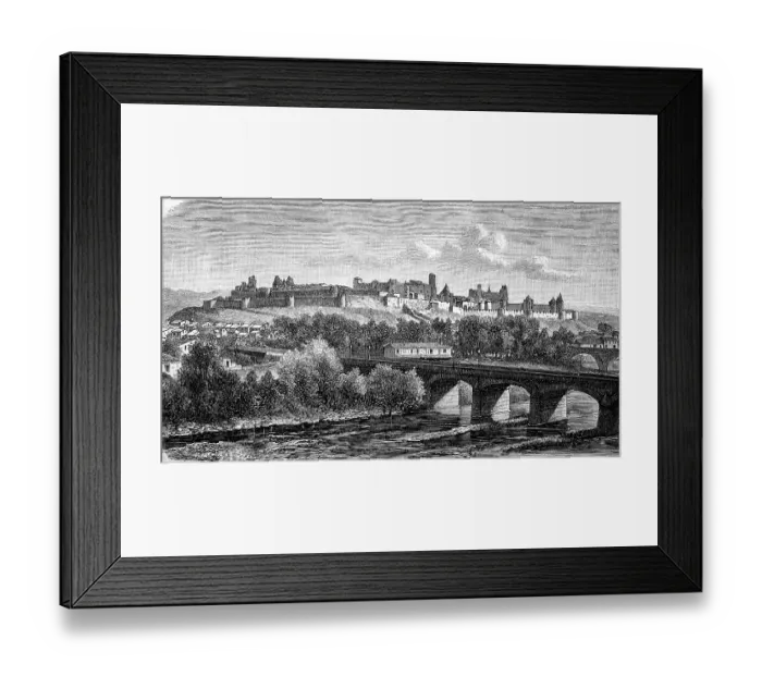 Framed Print : Carcassonne in the South of France, France, in 1880, Historic, Digital Reproduction of an Original 19th century Original Framed Print : Carcassonne in the South of France, France, in 1880, Historic, Digital Reproduction of an Original 19th century Original