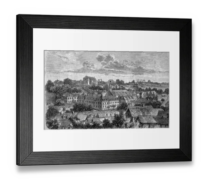 Framed Print : Kornelimuenster, a village on the Inde River in Muensterland, North Rhine-Westphalia, Germany, in 1880, Historic, digital reproduction of an original 19th-century image Framed Print : Kornelimuenster, a village on the Inde River in Muensterland, North Rhine-Westphalia, Germany, in 1880, Historic, digital reproduction of an original 19th-century image