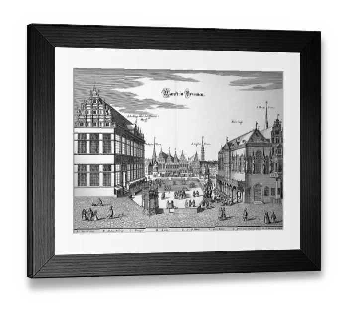 Framed Print : Bremen in the Middle Ages, Germany, Historical, digital reproduction of an original from the 19th century, original date not known Framed Print : Bremen in the Middle Ages, Germany, Historical, digital reproduction of an original from the 19th century, original date not known