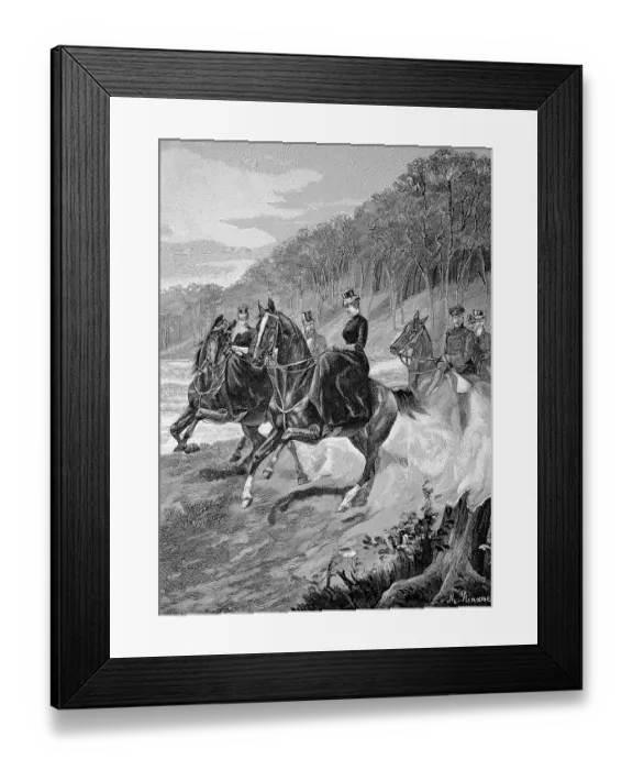 Framed Print : Empress Augusta Victoria on a Promenade Ride in Grunewald in Berlin, Germany, Historic, digital reproduction of an original 19th-century painting Framed Print : Empress Augusta Victoria on a Promenade Ride in Grunewald in Berlin, Germany, Historic, digital reproduction of an original 19th-century painting