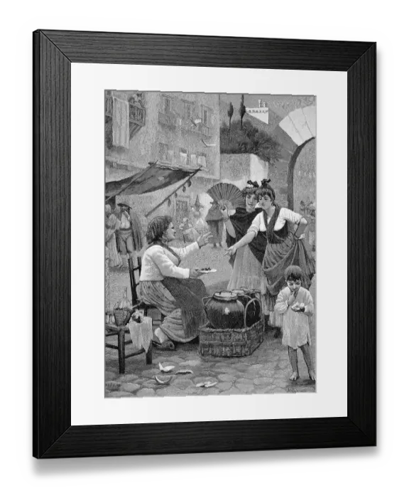 Framed Print : Snail seller in Naples, Italy, Historical, digital reproduction of an original from the 19th century Framed Print : Snail seller in Naples, Italy, Historical, digital reproduction of an original from the 19th century