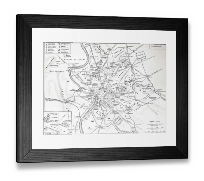 Framed Print : Map of Historic Rome, Italy, Historic, digitally restored reproduction of an original 19th century original Framed Print : Map of Historic Rome, Italy, Historic, digitally restored reproduction of an original 19th century original