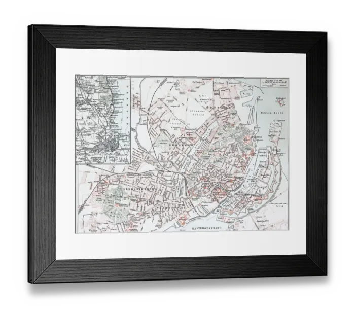 Framed Print : A Map of Historic Copenhagen, Denmark, Historic, Digitally restored reproduction of an original 19th century original Framed Print : A Map of Historic Copenhagen, Denmark, Historic, Digitally restored reproduction of an original 19th century original