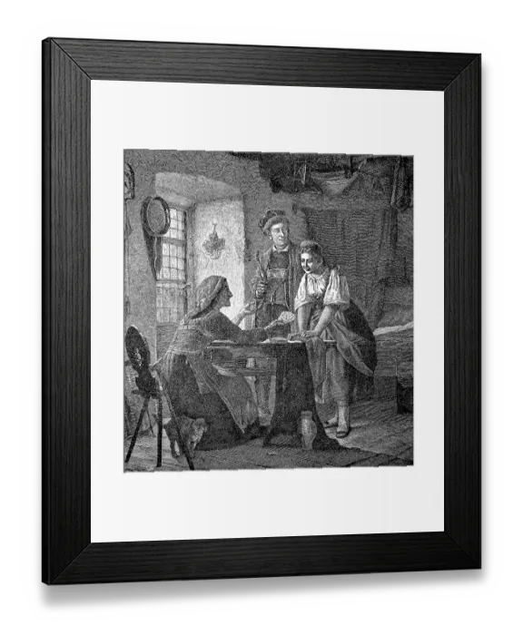 Framed Print : Bei der Dorfsybille, Prophetin, 1881, Germany, Historic, digital reproduction of an original 19th-century original Framed Print : Bei der Dorfsybille, Prophetin, 1881, Germany, Historic, digital reproduction of an original 19th-century original