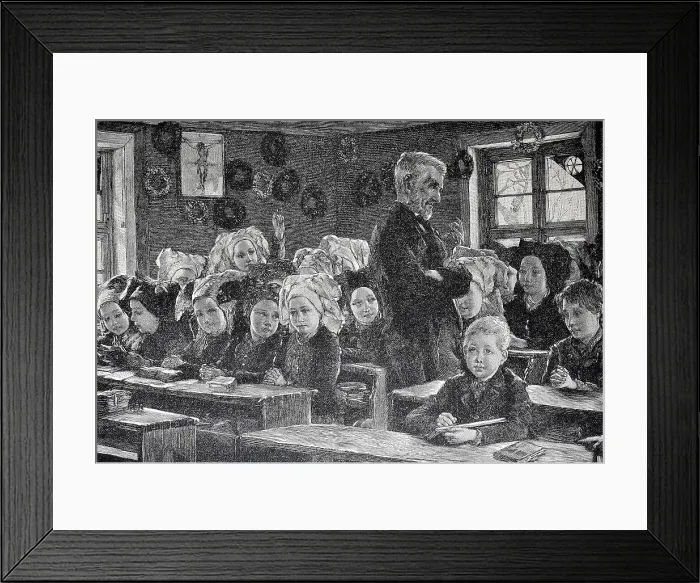 Framed Print : Wendish School, Lusatia, Classroom, Germany, Historical, digital reproduction of an original from the 19th century Framed Print : Wendish School, Lusatia, Classroom, Germany, Historical, digital reproduction of an original from the 19th century