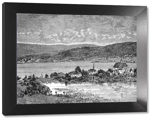 Maria Woerth, Carinthia, Austria, Historical, digital reproduction of an original from the 19th century