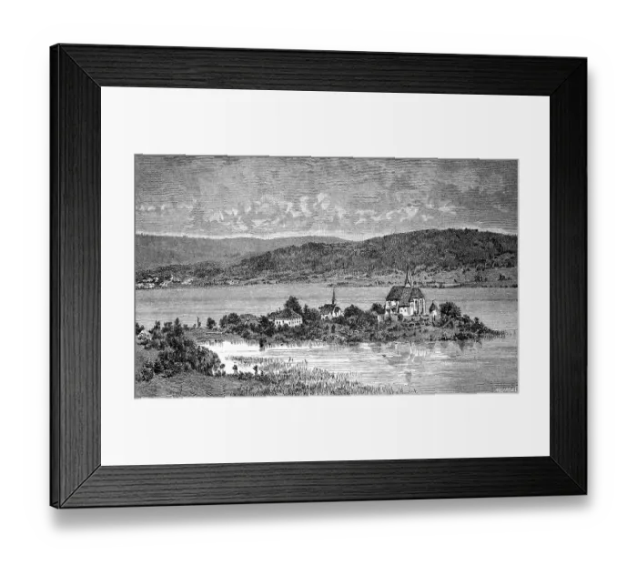 Framed Print : Maria Woerth, Carinthia, Austria, Historical, digital reproduction of an original from the 19th century Framed Print : Maria Woerth, Carinthia, Austria, Historical, digital reproduction of an original from the 19th century