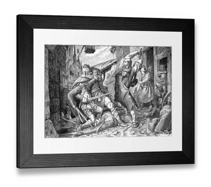 Framed Print : Der Schmied von Aachen, Wehrhafter Schmied ist eine legendaere Aachener Figur, Germany, Historic, digital reproduction of an original 19th century