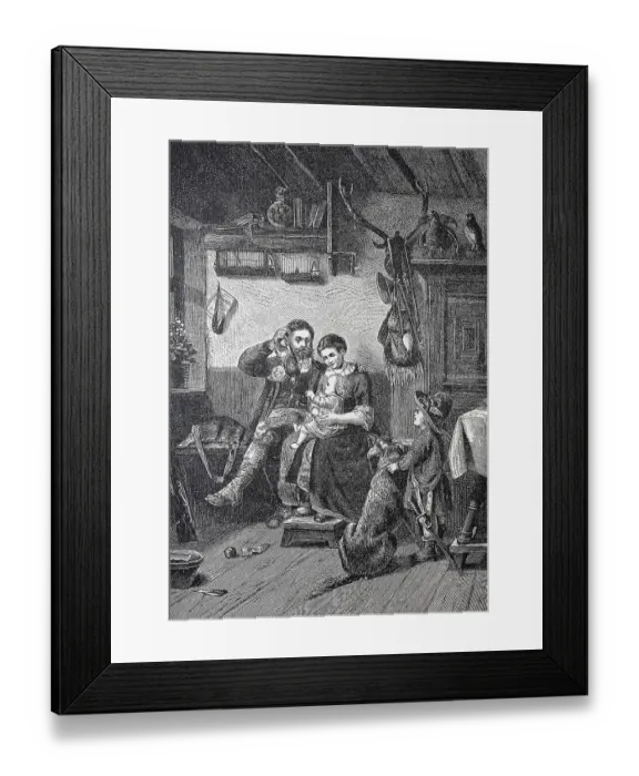 Framed Print : Homecoming of the hunter after the hunt to his family, Austria, Historical, digital reproduction of an original from the 19th century Framed Print : Homecoming of the hunter after the hunt to his family, Austria, Historical, digital reproduction of an original from the 19th century