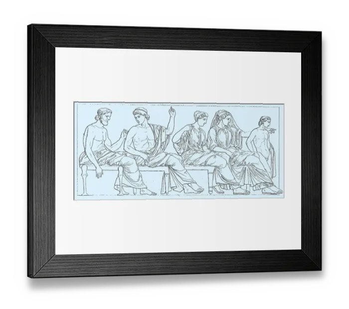Framed Print : At the Parthenon Frieze, a former temple on the Athenian Acropolis, Athens, Greece, Historic, digitally restored reproduction of a 19th century original