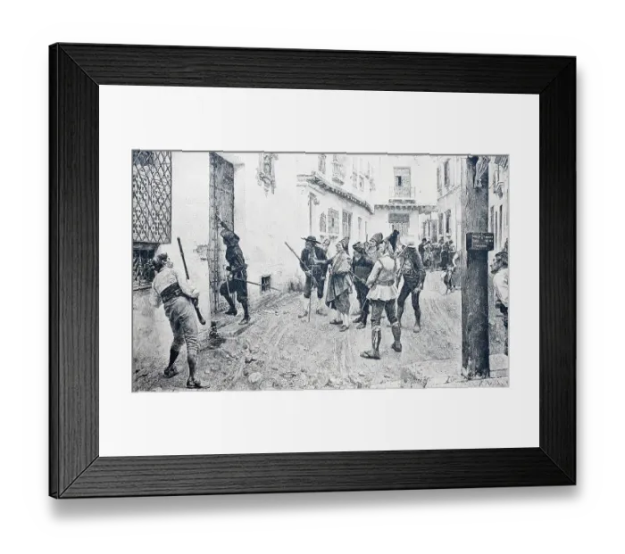 Framed Print : Arrest, Policeman Knocking on the Door, 1888, Argentina, Historic, digitally restored reproduction of an original 19th-century master Framed Print : Arrest, Policeman Knocking on the Door, 1888, Argentina, Historic, digitally restored reproduction of an original 19th-century master