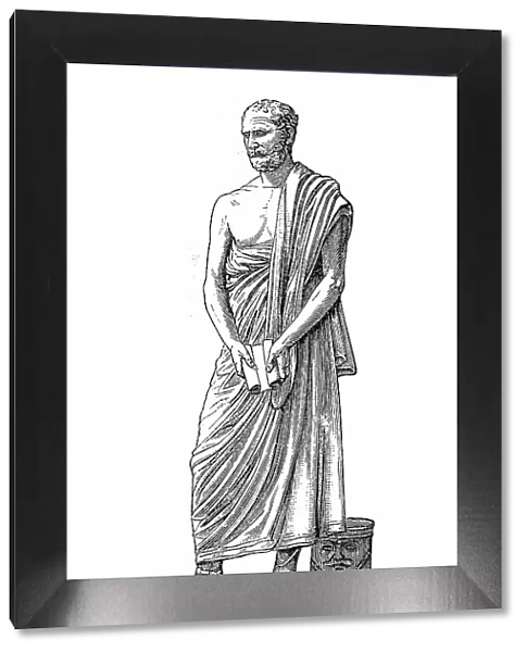 Demosthenes, 384 to 322 B. C. A Greek statesman and orator of ancient Athens, Greece, Historical, digitally restored reproduction of a 19th century original
