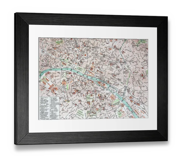 Framed Print : Street Map of Paris, 1890, France, Historic, digitally restored reproduction of an original 19th century original Framed Print : Street Map of Paris, 1890, France, Historic, digitally restored reproduction of an original 19th century original