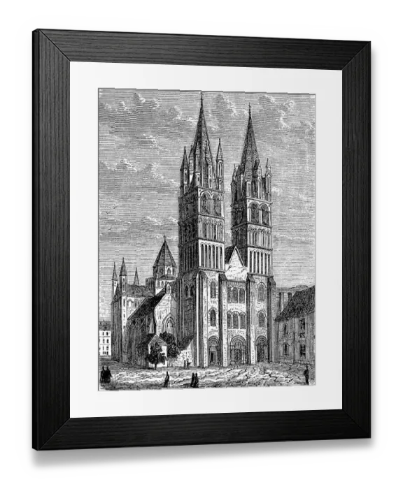 Framed Print : Cathedral of St. Stephen in Caen, Tomb of William the Conqueror, Normandy, France, in 1870, Historic, digitally restored reproduction of an original 19th century artwork